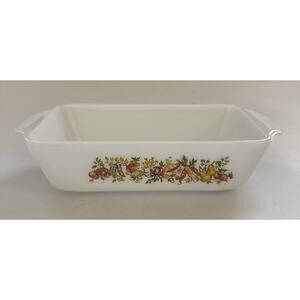 Vintage Anchor Hocking‎ Milk Glass Loaf Pan 441 Harvest Vegetable Casserole Dish